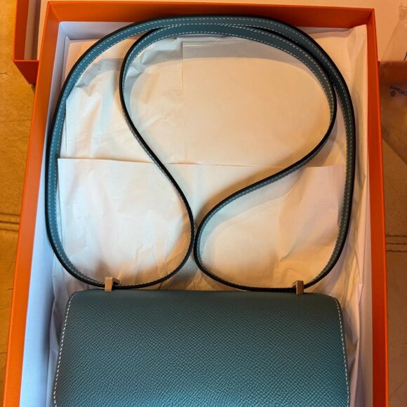 NEW Hermes 2024  Constance Mini Mirror Epsom Calfskin New Blue Jean Bag - Picture 3 of 11